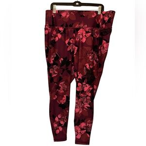 LIVI Floral Leggings in Pink and Burgundy